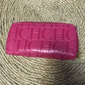 Pink double zip wallet clutch